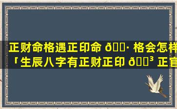 正财命格遇正印命 🌷 格会怎样「生辰八字有正财正印 🌳 正官是什么意思」